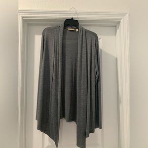 Choices Solid Gray Knit Long Sleeve Open Front Cardigan Sweater 1X